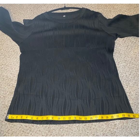 Chico's - Black Textured Quarter Sleeve Top - XL - Picture 9 of 14